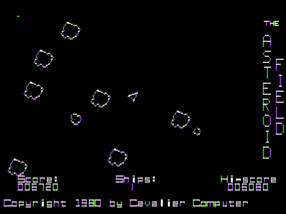 Gameplay of Asteroid Field for Apple II